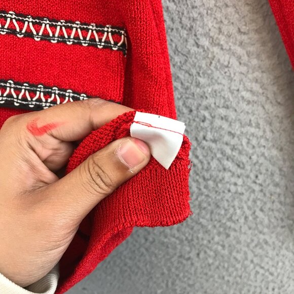St. John Collection Marie Gray Blazer Women size 4 Red Santana Knit Half Zip - Picture 8 of 10